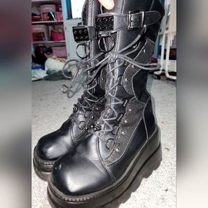 Black spike Platform boots